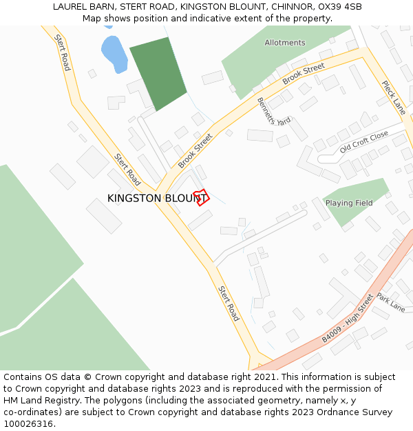 LAUREL BARN, STERT ROAD, KINGSTON BLOUNT, CHINNOR, OX39 4SB: Location map and indicative extent of plot