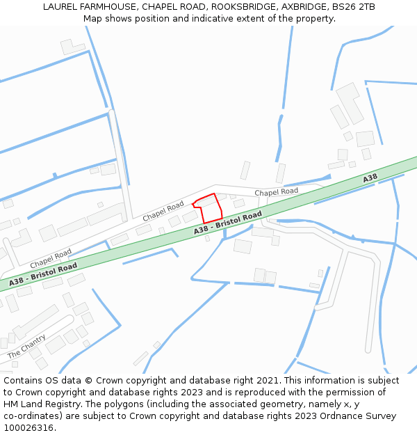 LAUREL FARMHOUSE, CHAPEL ROAD, ROOKSBRIDGE, AXBRIDGE, BS26 2TB: Location map and indicative extent of plot
