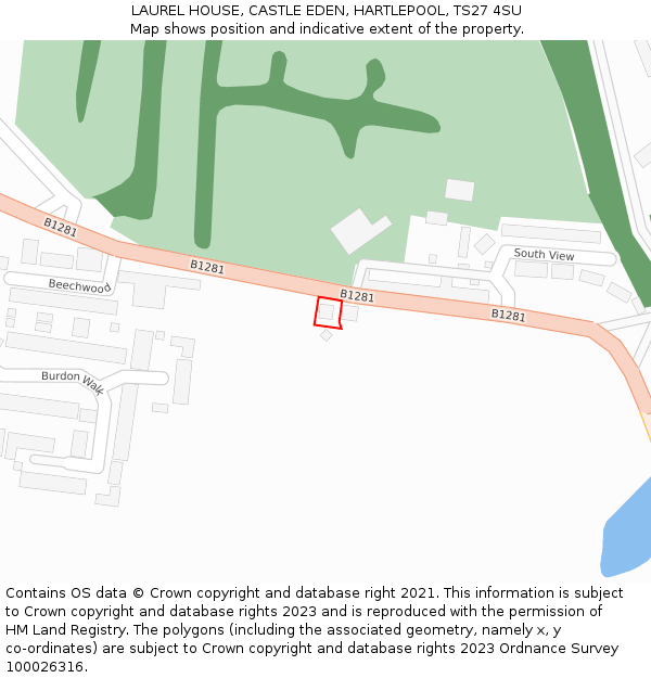 LAUREL HOUSE, CASTLE EDEN, HARTLEPOOL, TS27 4SU: Location map and indicative extent of plot