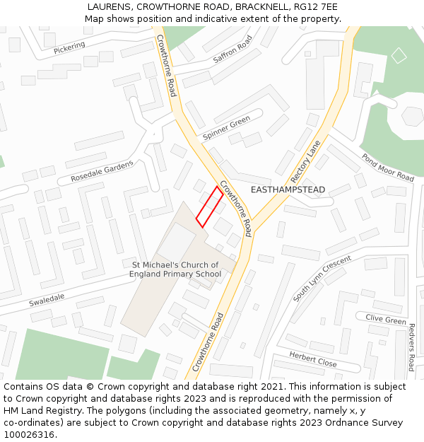 LAURENS, CROWTHORNE ROAD, BRACKNELL, RG12 7EE: Location map and indicative extent of plot