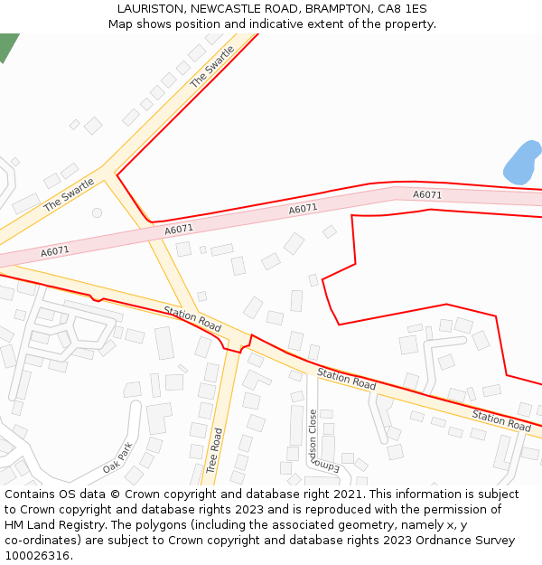 LAURISTON, NEWCASTLE ROAD, BRAMPTON, CA8 1ES: Location map and indicative extent of plot