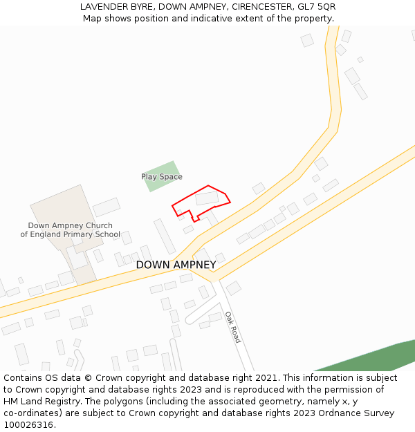 LAVENDER BYRE, DOWN AMPNEY, CIRENCESTER, GL7 5QR: Location map and indicative extent of plot