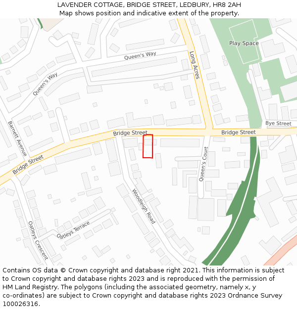 LAVENDER COTTAGE, BRIDGE STREET, LEDBURY, HR8 2AH: Location map and indicative extent of plot