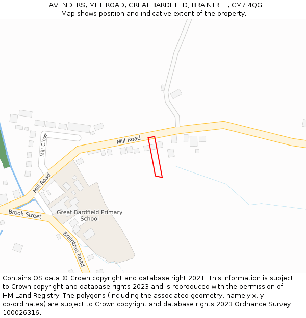 LAVENDERS, MILL ROAD, GREAT BARDFIELD, BRAINTREE, CM7 4QG: Location map and indicative extent of plot