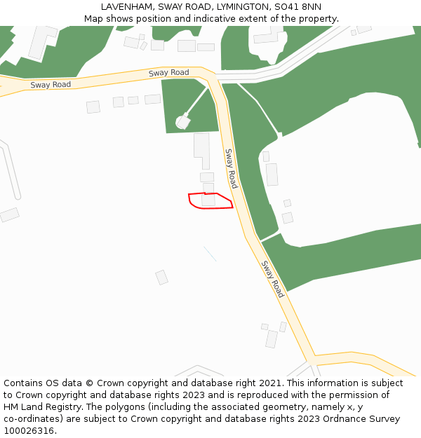 LAVENHAM, SWAY ROAD, LYMINGTON, SO41 8NN: Location map and indicative extent of plot