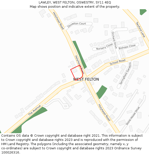 LAWLEY, WEST FELTON, OSWESTRY, SY11 4EQ: Location map and indicative extent of plot