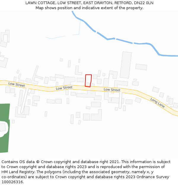 LAWN COTTAGE, LOW STREET, EAST DRAYTON, RETFORD, DN22 0LN: Location map and indicative extent of plot