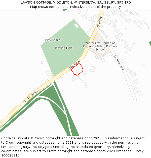 LAWSON COTTAGE, MIDDLETON, WINTERSLOW, SALISBURY, SP5 1RD: Location map and indicative extent of plot