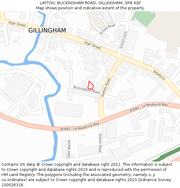 LAYTON, BUCKINGHAM ROAD, GILLINGHAM, SP8 4QF: Location map and indicative extent of plot