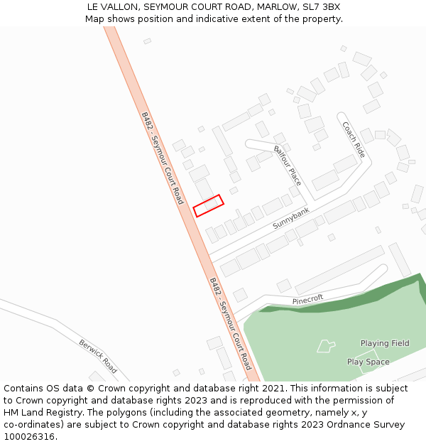 LE VALLON, SEYMOUR COURT ROAD, MARLOW, SL7 3BX: Location map and indicative extent of plot