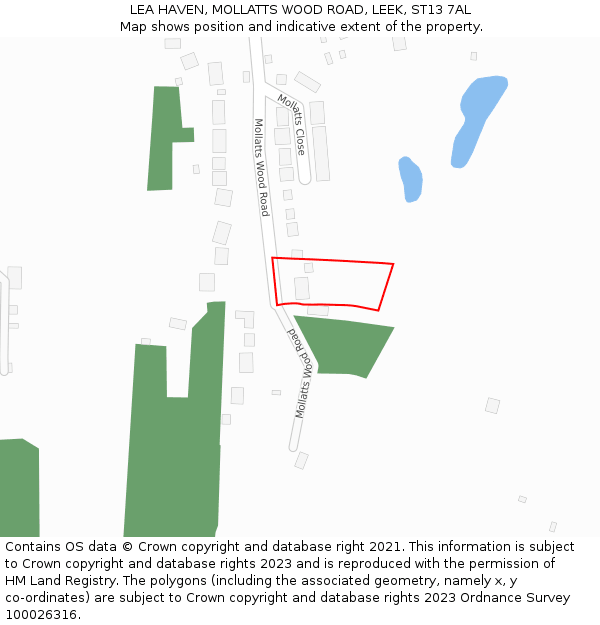 LEA HAVEN, MOLLATTS WOOD ROAD, LEEK, ST13 7AL: Location map and indicative extent of plot