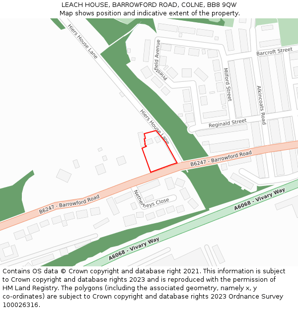 LEACH HOUSE, BARROWFORD ROAD, COLNE, BB8 9QW: Location map and indicative extent of plot