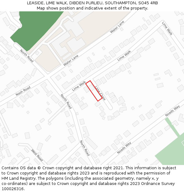 LEASIDE, LIME WALK, DIBDEN PURLIEU, SOUTHAMPTON, SO45 4RB: Location map and indicative extent of plot