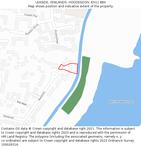 LEASIDE, YEWLANDS, HODDESDON, EN11 8BX: Location map and indicative extent of plot