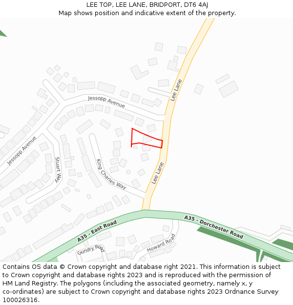 LEE TOP, LEE LANE, BRIDPORT, DT6 4AJ: Location map and indicative extent of plot