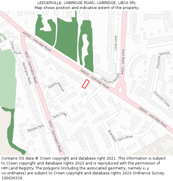 LEEDERVILLE, UXBRIDGE ROAD, UXBRIDGE, UB10 0PL: Location map and indicative extent of plot