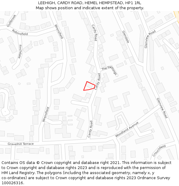 LEEHIGH, CARDY ROAD, HEMEL HEMPSTEAD, HP1 1RL: Location map and indicative extent of plot
