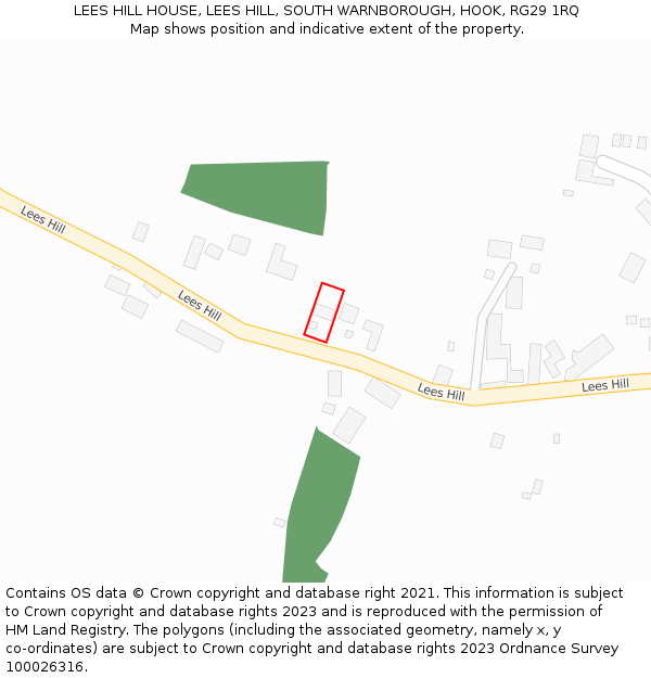 LEES HILL HOUSE, LEES HILL, SOUTH WARNBOROUGH, HOOK, RG29 1RQ: Location map and indicative extent of plot