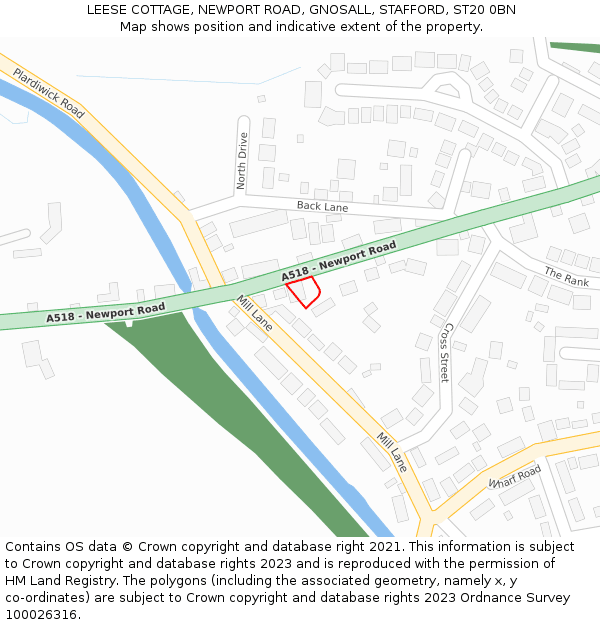 LEESE COTTAGE, NEWPORT ROAD, GNOSALL, STAFFORD, ST20 0BN: Location map and indicative extent of plot