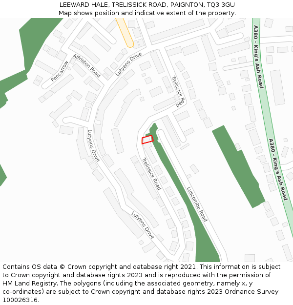 LEEWARD HALE, TRELISSICK ROAD, PAIGNTON, TQ3 3GU: Location map and indicative extent of plot