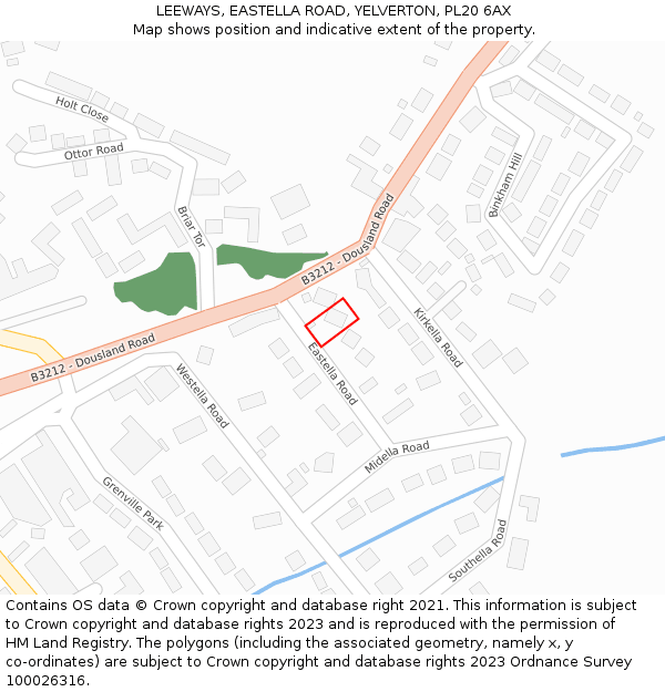 LEEWAYS, EASTELLA ROAD, YELVERTON, PL20 6AX: Location map and indicative extent of plot