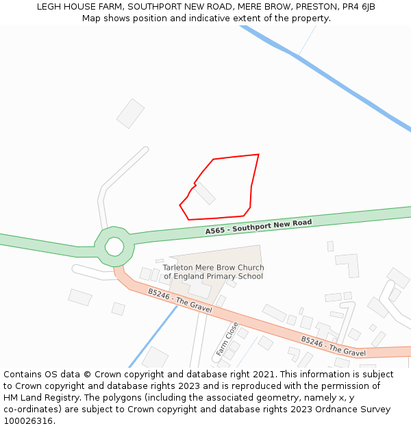 LEGH HOUSE FARM, SOUTHPORT NEW ROAD, MERE BROW, PRESTON, PR4 6JB: Location map and indicative extent of plot