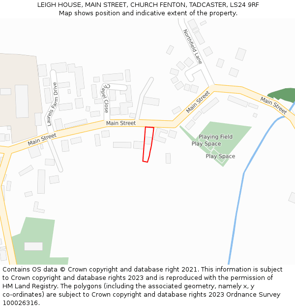 LEIGH HOUSE, MAIN STREET, CHURCH FENTON, TADCASTER, LS24 9RF: Location map and indicative extent of plot