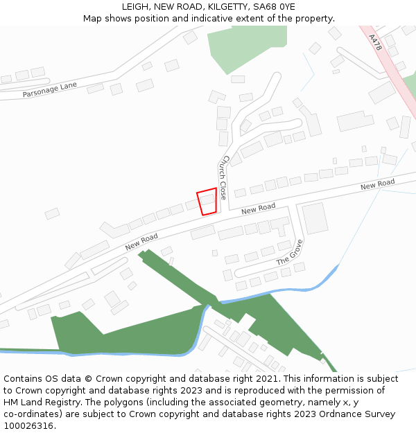 LEIGH, NEW ROAD, KILGETTY, SA68 0YE: Location map and indicative extent of plot