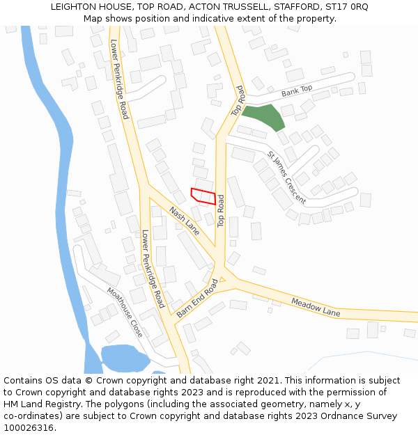 LEIGHTON HOUSE, TOP ROAD, ACTON TRUSSELL, STAFFORD, ST17 0RQ: Location map and indicative extent of plot
