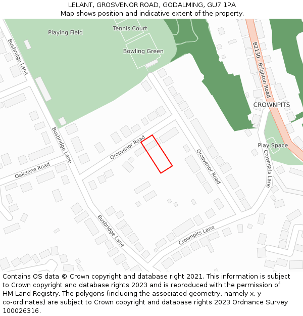 LELANT, GROSVENOR ROAD, GODALMING, GU7 1PA: Location map and indicative extent of plot