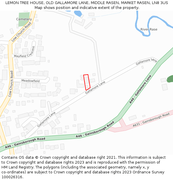 LEMON TREE HOUSE, OLD GALLAMORE LANE, MIDDLE RASEN, MARKET RASEN, LN8 3US: Location map and indicative extent of plot