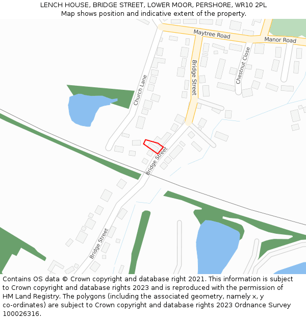 LENCH HOUSE, BRIDGE STREET, LOWER MOOR, PERSHORE, WR10 2PL: Location map and indicative extent of plot