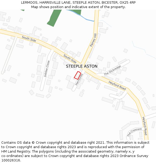 LERMOOS, HARRISVILLE LANE, STEEPLE ASTON, BICESTER, OX25 4RP: Location map and indicative extent of plot