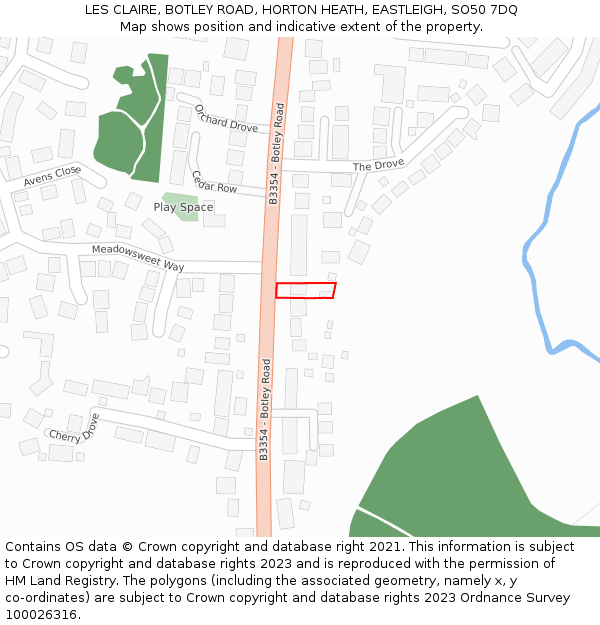 LES CLAIRE, BOTLEY ROAD, HORTON HEATH, EASTLEIGH, SO50 7DQ: Location map and indicative extent of plot