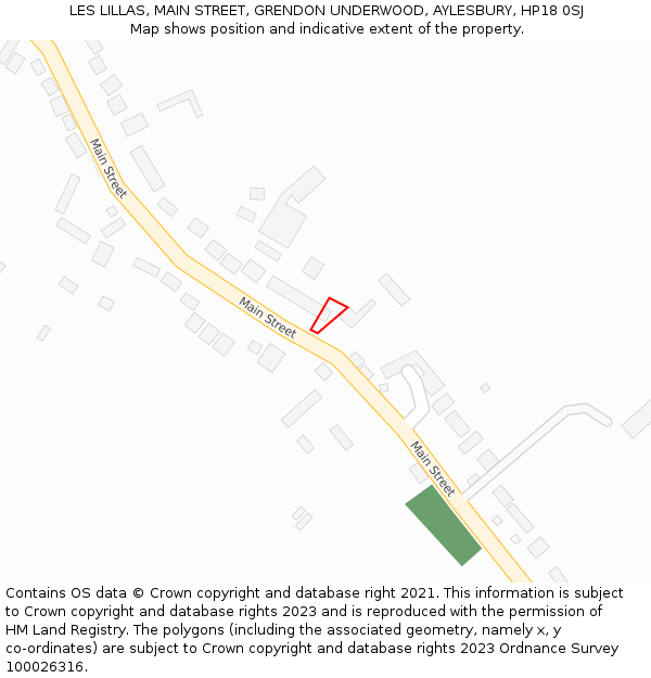 LES LILLAS, MAIN STREET, GRENDON UNDERWOOD, AYLESBURY, HP18 0SJ: Location map and indicative extent of plot