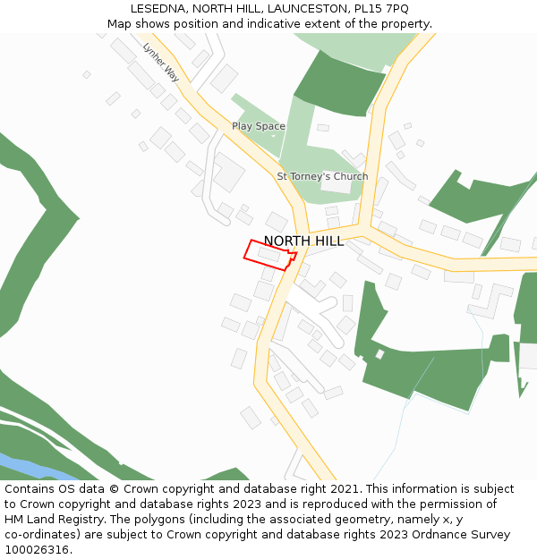 LESEDNA, NORTH HILL, LAUNCESTON, PL15 7PQ: Location map and indicative extent of plot