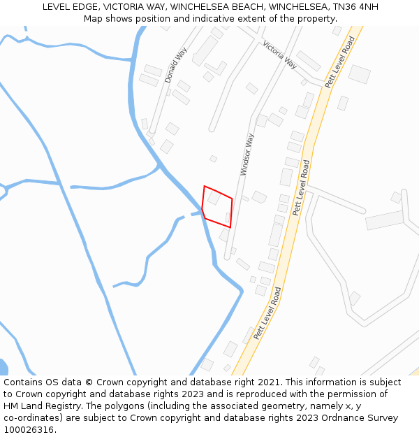 LEVEL EDGE, VICTORIA WAY, WINCHELSEA BEACH, WINCHELSEA, TN36 4NH: Location map and indicative extent of plot