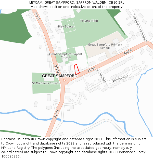 LEYCAM, GREAT SAMPFORD, SAFFRON WALDEN, CB10 2RL: Location map and indicative extent of plot