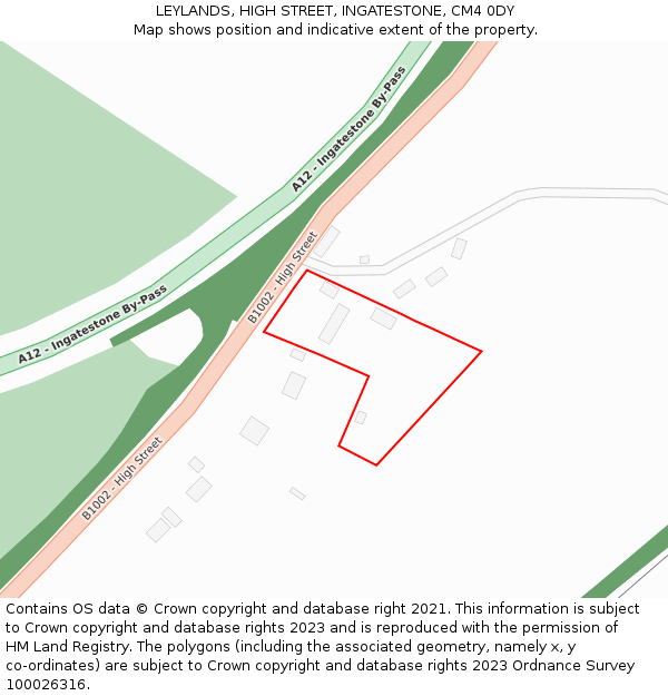 LEYLANDS, HIGH STREET, INGATESTONE, CM4 0DY: Location map and indicative extent of plot