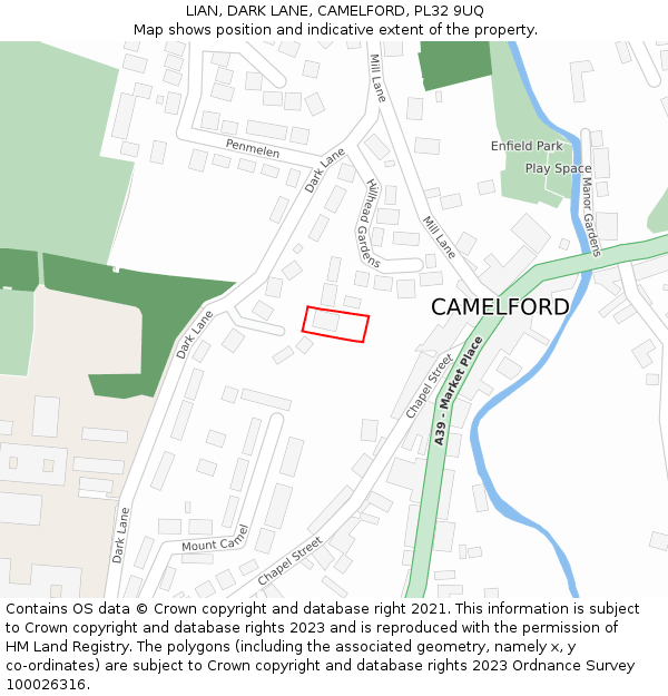 LIAN, DARK LANE, CAMELFORD, PL32 9UQ: Location map and indicative extent of plot