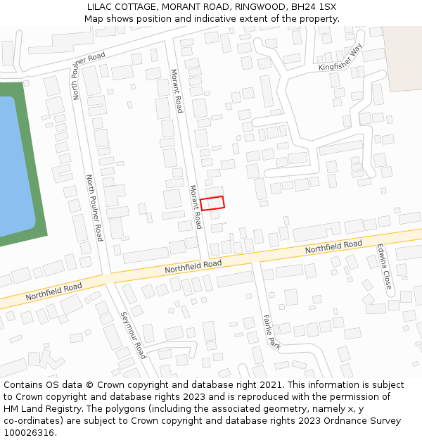 LILAC COTTAGE, MORANT ROAD, RINGWOOD, BH24 1SX: Location map and indicative extent of plot