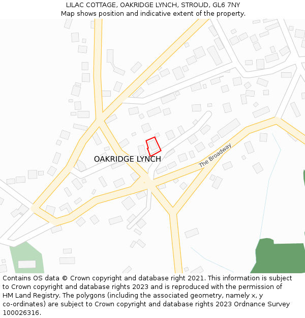 LILAC COTTAGE, OAKRIDGE LYNCH, STROUD, GL6 7NY: Location map and indicative extent of plot