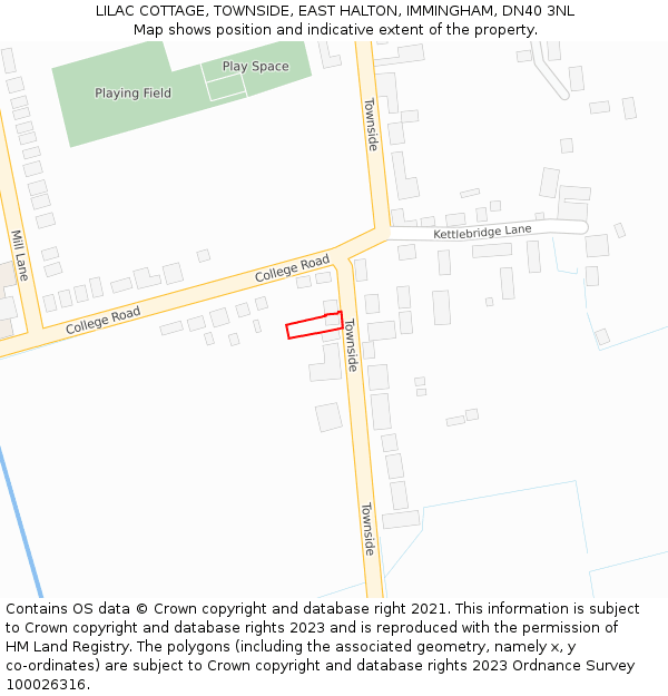 LILAC COTTAGE, TOWNSIDE, EAST HALTON, IMMINGHAM, DN40 3NL: Location map and indicative extent of plot