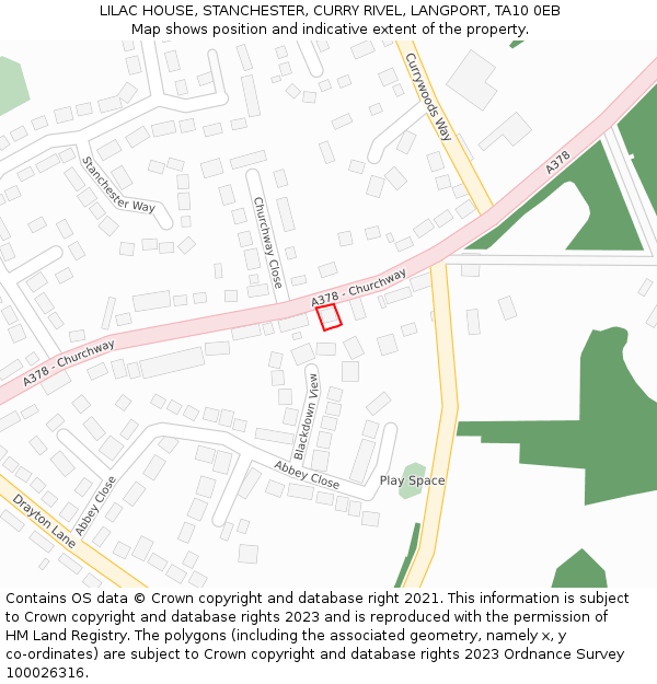 LILAC HOUSE, STANCHESTER, CURRY RIVEL, LANGPORT, TA10 0EB: Location map and indicative extent of plot