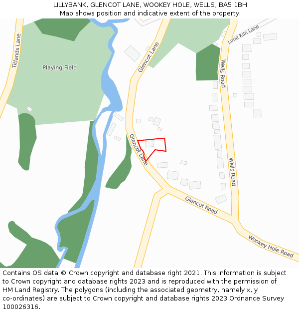 LILLYBANK, GLENCOT LANE, WOOKEY HOLE, WELLS, BA5 1BH: Location map and indicative extent of plot