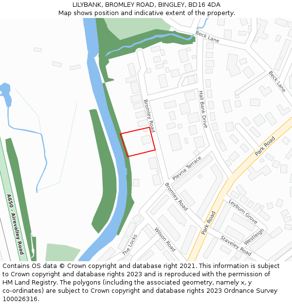 LILYBANK, BROMLEY ROAD, BINGLEY, BD16 4DA: Location map and indicative extent of plot