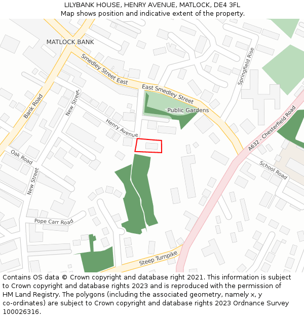 LILYBANK HOUSE, HENRY AVENUE, MATLOCK, DE4 3FL: Location map and indicative extent of plot
