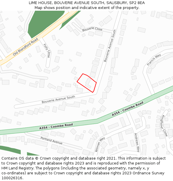 LIME HOUSE, BOUVERIE AVENUE SOUTH, SALISBURY, SP2 8EA: Location map and indicative extent of plot