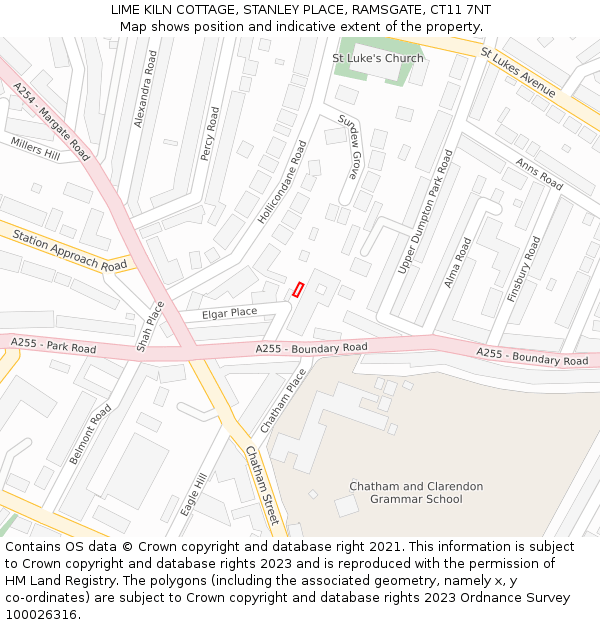 LIME KILN COTTAGE, STANLEY PLACE, RAMSGATE, CT11 7NT: Location map and indicative extent of plot