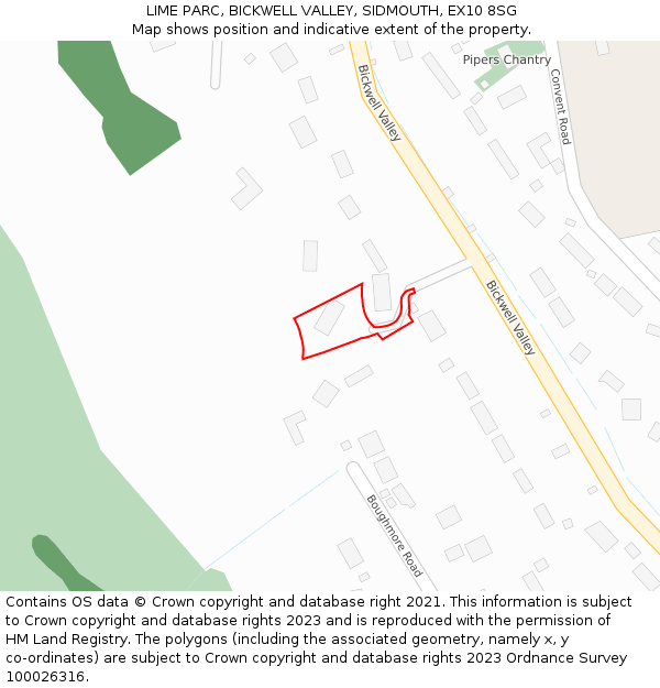 LIME PARC, BICKWELL VALLEY, SIDMOUTH, EX10 8SG: Location map and indicative extent of plot